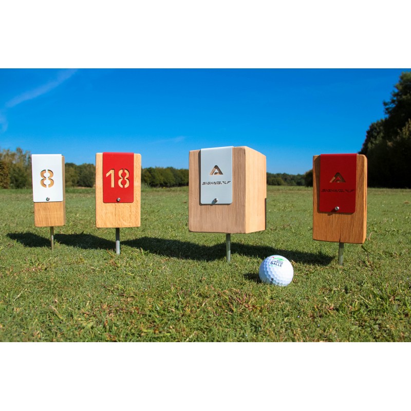 marque de départ avec plaque en inox thermolaquée