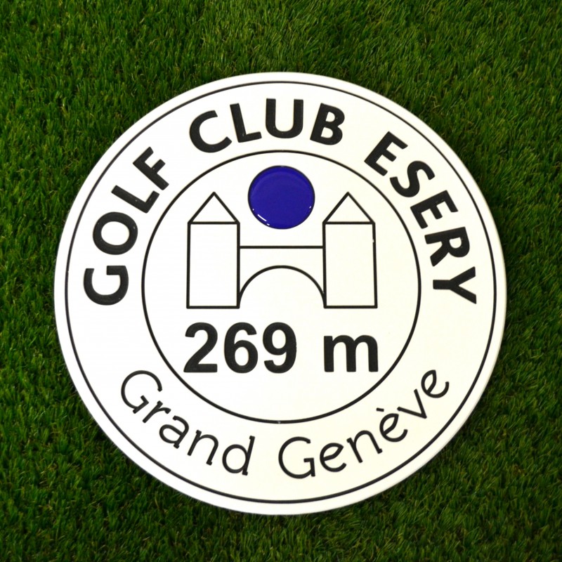 Plaque de distance fairway gravure et logo incrusté