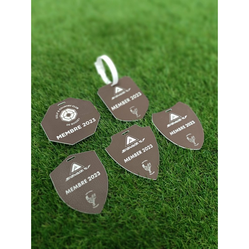Badge abonnement membre golf cuir gravé