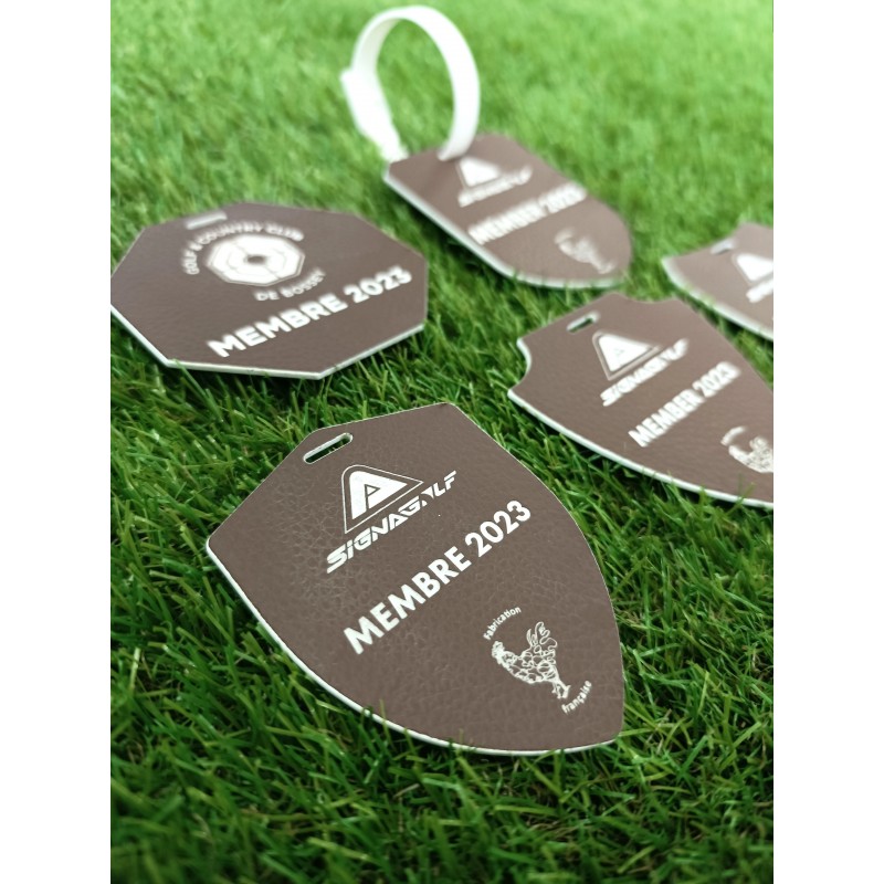 badge abonné golf cuir gravure