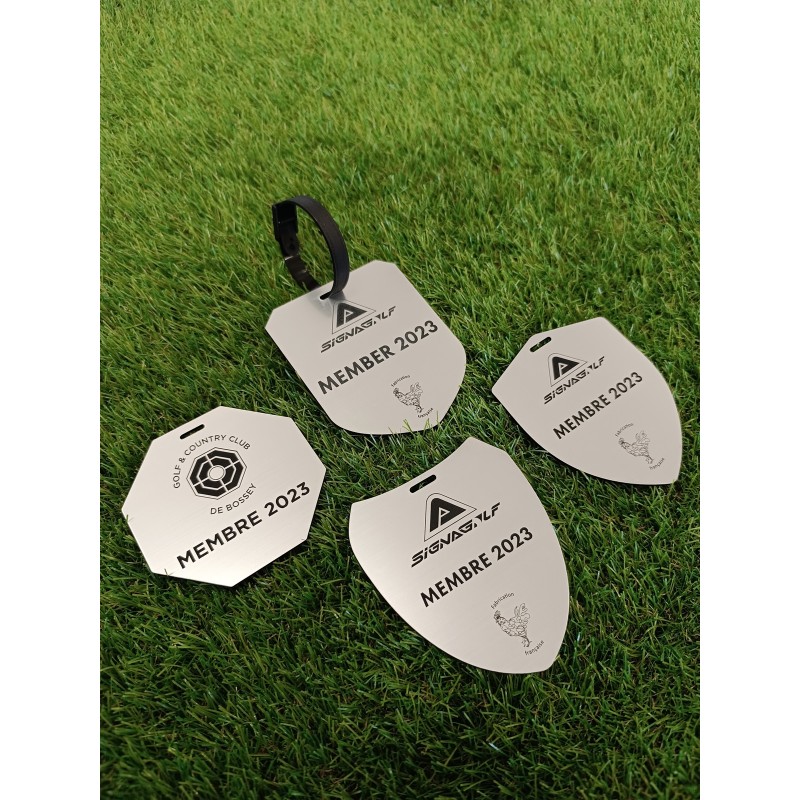 Badge abonnement golf aluminium gravure