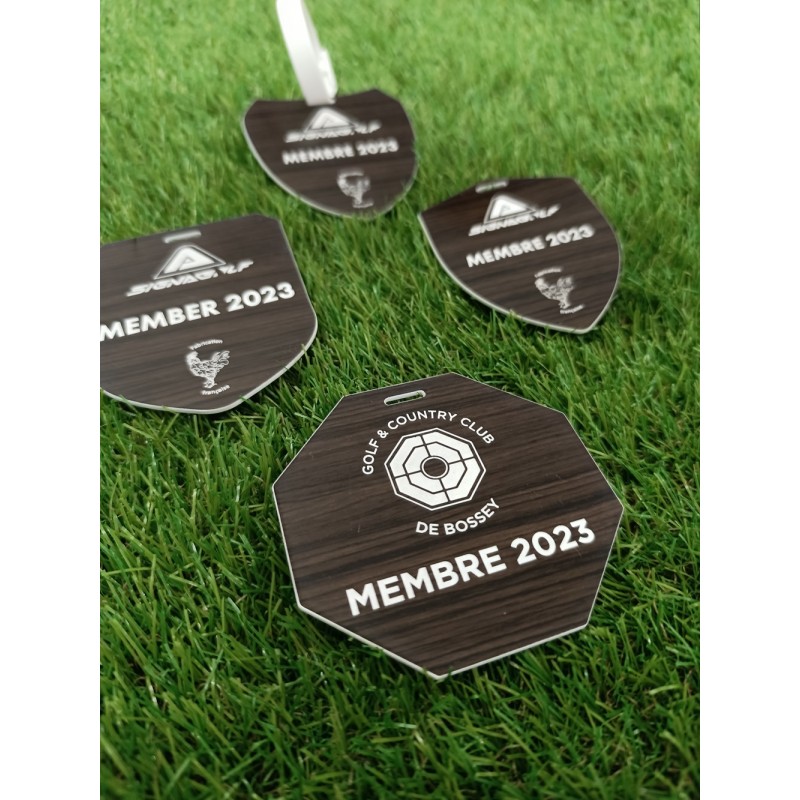 badge de membre golf bois
