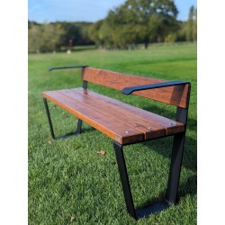 Banc plat acier et robinier moderne
