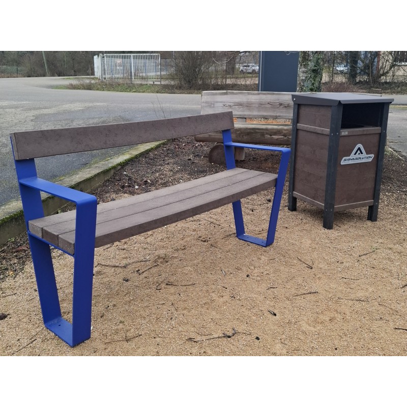 Ensemble banc et poubelle plastique