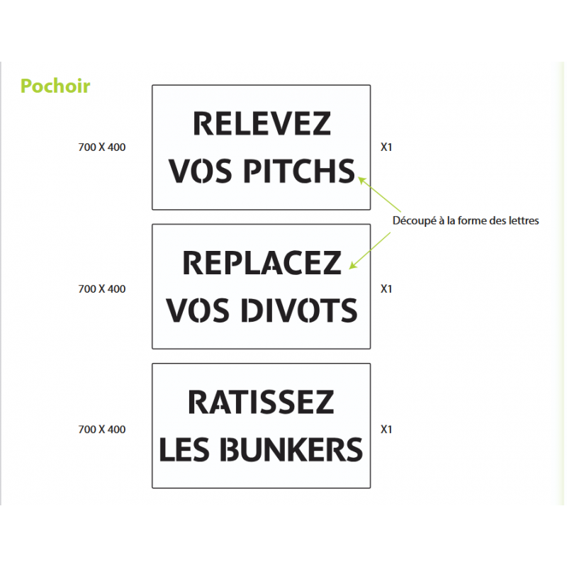 Pochoir étiquette règles golf